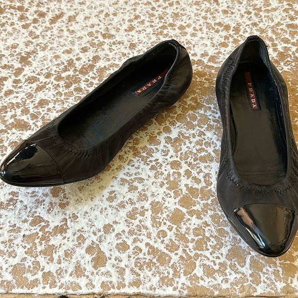 PRADA Black Ballerina/ Flats Pointed Toe Shoes - Picture 1 of 13